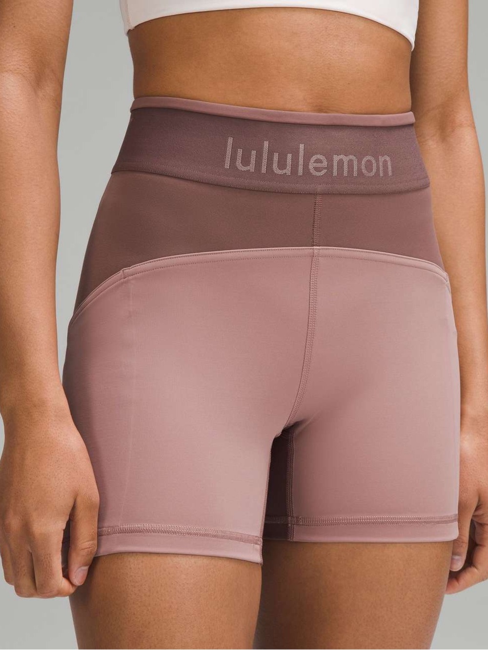 lululemon athletica High-Rise Two-Tone Rose Mauve Bike Shorts